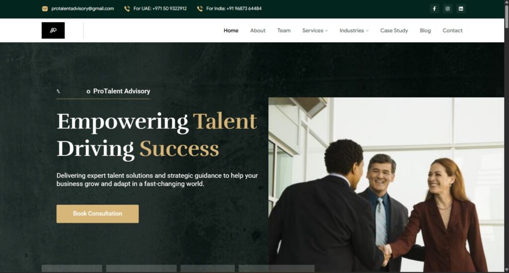 website designed for brand bprotalent advisory